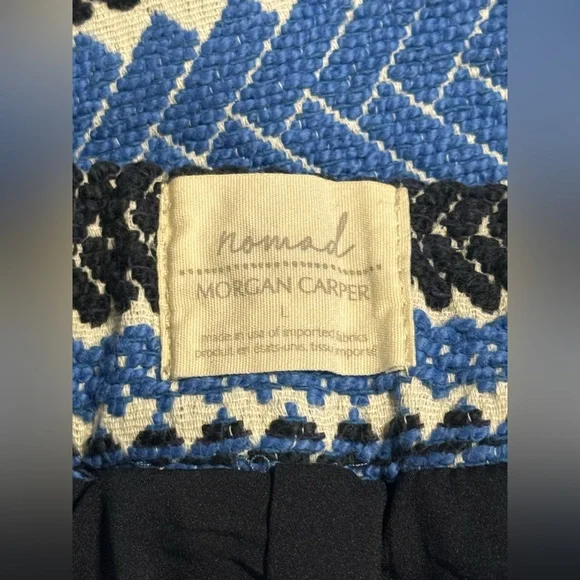 Nomad by Morgan Carper Blue and Black Cotton A-Line Skirt Large - Picture 6 of 7